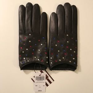 Henri Bendel Sparkle Leather Gloves 7.5 *NWT